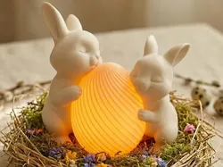 Easter bunny parents hugging their egg - No AMS - Free 3D Print Model