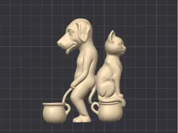 Funny Dog & Cat WC Sign - Free 3D Print Model