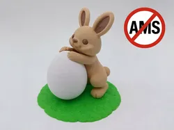 Cute Easter Bunny Hugging Egg - Free 3D Print Model
