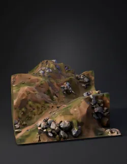 Create an ultra photorealistic AAA rolling hill terrain module for Uni