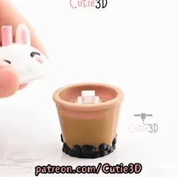 Cutie3D Bunny Boba Tea Cup Keycap Fidget Clicker Keychain - Cute Backpack Keychain