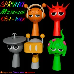 Sprunki Incredibox 3D Model Pack - Multi-Color AMS 3D Printable Characters (OBJ) | Sprunki Beats