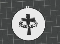 Cross with Crown of Thorns – Christian Keychain - Free 3D Print Model