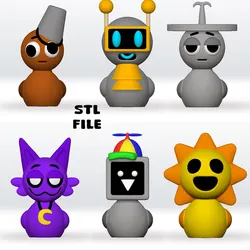 Sprunki Duck Catnap,Funbot,Brown brud, Mr Sun,Mr fun computer,Silver Clukr  STL file 3D Models Character Fanart