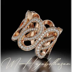 Gold Diamond Swirl Statement Ring - High-Detail 3D Model	 Gold Diamond Swirl Statement Ring - High-Detail 3D Model