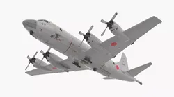 Japan Maritime P3 Orion Surveillance Plane Flying 3D model