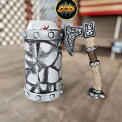 Stone Stein Can Koozie - Stone Axe Handle