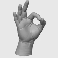 3D Hand Making OK Sign – Gesture Sculpture