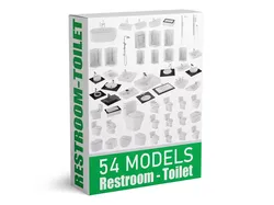 54 Models Collection Bathroom Toilet Lavatory Shower Low-poly 3D model