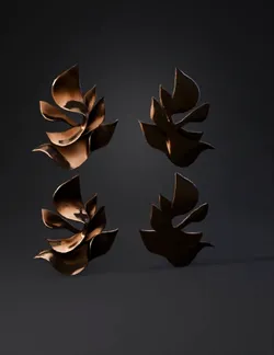 abstract bronze leaf sculpture with curved petal like shapes and metal