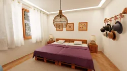 Bedroom with Pallet Bed V1 - Cozy Furnished Interior Environment 3D model
