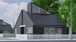 Brick House with Gable Roof and Chimney with Interior 3D model