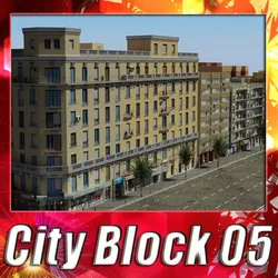 City Block Low-poly 3D model