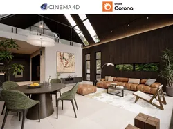 Cozy villa in Japan forest - Interior Scene 3D model