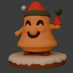 Cute Christmas Bell Character – Festive Cartoon 3D Print Figurine