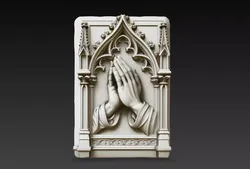 Gothic Prayer Hands Wall Relief STL 3D print model