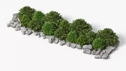 Landscape Shrub Border with Stones Green Gray 3D model