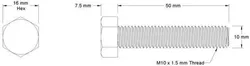 Metric M10 hex head screws and nuts collection