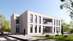 Modern 2-Story Administrative Office Building Exterior 3D Model Low-poly 3D model