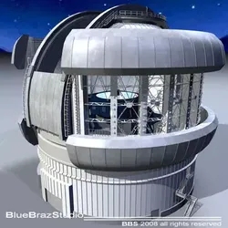 Observatory with telescope 3D model