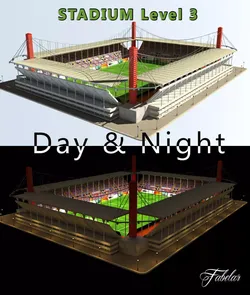 Stadium Level 3 Day-Night Low-poly 3D model