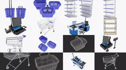 Supermarket Collection two shopping baskets 3D Model Pack