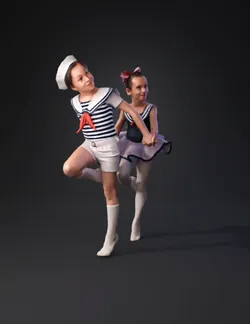 two young dancers in sailor outfits performing on stage