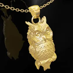owl pendant jewelry gold 3D print model 3D print model