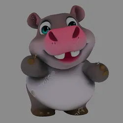 Smiling Hippo 3D Model - Fast Print, Solid Design, 15cm Tall - Perfect for Nozzle 2.0mm