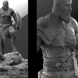 Kratos 3D Printable Model - Full Figure with Axe & Shield | 21 Pieces | Large 15cm | Fast 2mm Nozzle Print