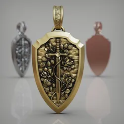 Sword and Roses Shield Pendant