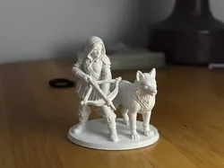 Fantasy Huntress with Wolf Companion - Free 3D Print Model