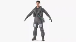 USAF Pilot A-Pose Fur 3D model
