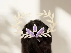 elven laurel hairpin (optional gemstone no glue) - Free 3D Print Model