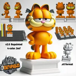 Garfield Bust & Plinth - Newly Repainted! (Multi-Color AMS/STL) - 4 color
