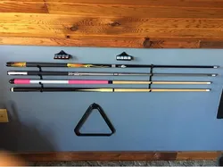 Cue Stick Rack, Chalk Holder, and Triangle Hook - Billiard/Pool Room Accessories