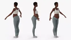 African Pregnant Woman A Pose Low-poly 3D model