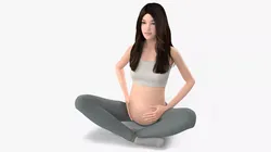 Asian Expectant Mother Cross Leg Pose 3D model