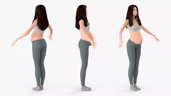 Asian Pregnant Woman A Pose 3D model