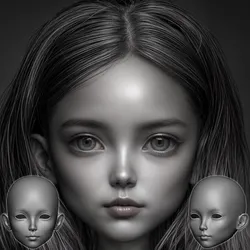 Barbara - OOAK BJD Head STL - Custom Art Doll 3D Model