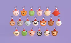 Christmas Animal Wall Hook Set Cute Holiday Decoration Low-poly 3D model