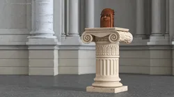 Column with Benin Head Sculpture 3D model