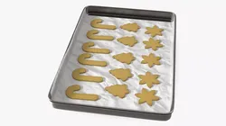 Holiday Cookie Cutouts on Baking Tray 3D model
