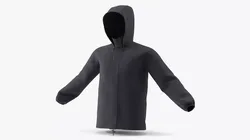 Hooded Fabric Jacket Half Body Black 3D model