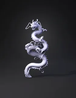 intricate dragon sculpture with coiled body scales horns and tendri