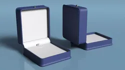 Leather Earring Case Square Open Blue 3D model