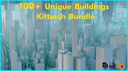 Low poly Buildings unique kitbash bundle 3D model