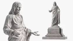 Marble Jesus Christ Statue on Pedestal 3D model