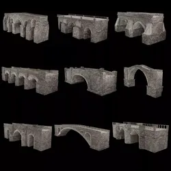 MEDIEVAL BRIDGE CASTLE STONE PLATFORM RUINED ROAD COLLECTION Low-poly 3D model
