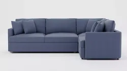 Modern L-Shaped Sectional Sofa 02 - Blue Fabric Low-poly 3D model